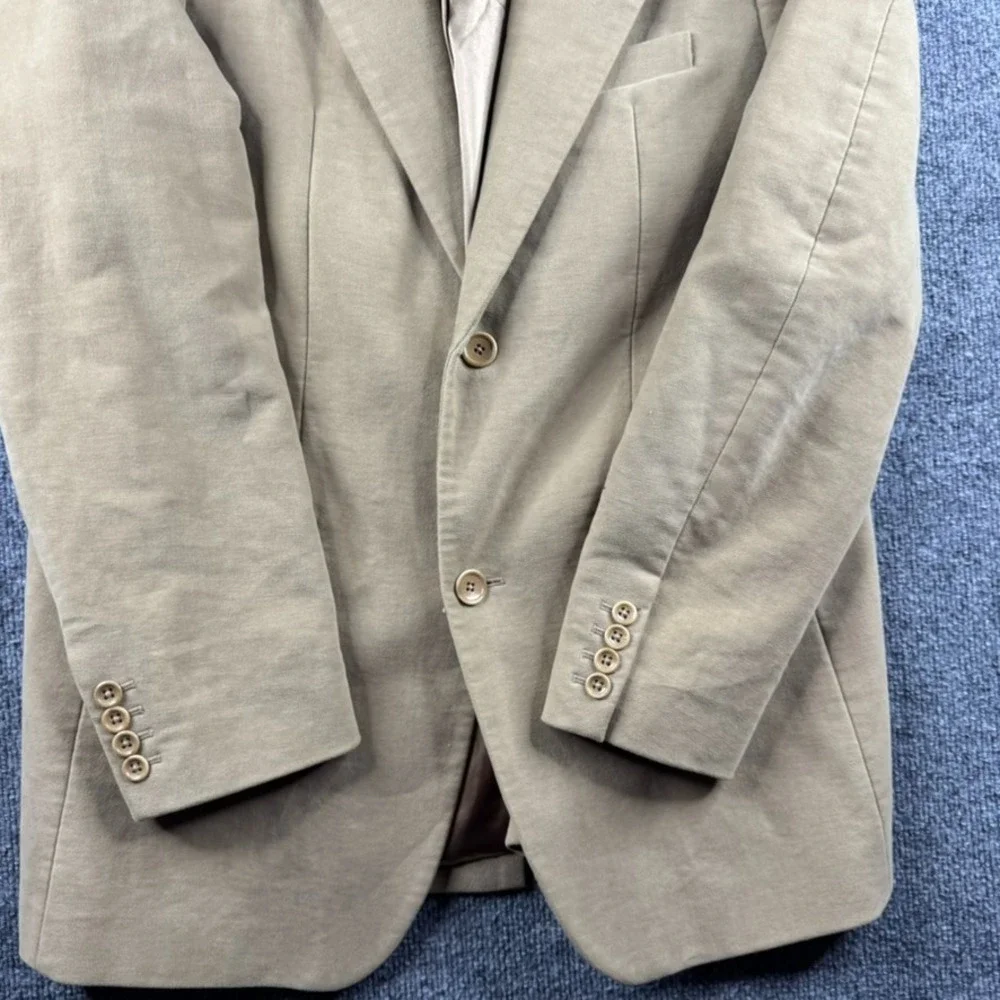 Banana Republic Blazer Men 42R Beige Suede Sport Coat Jacket Suit‎ Cotton Career